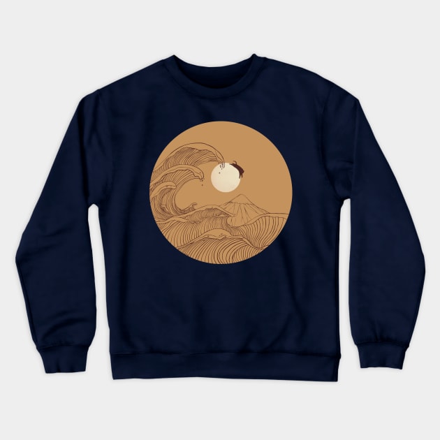 The great wave of mount fuji sunset Crewneck Sweatshirt by Chewbarber